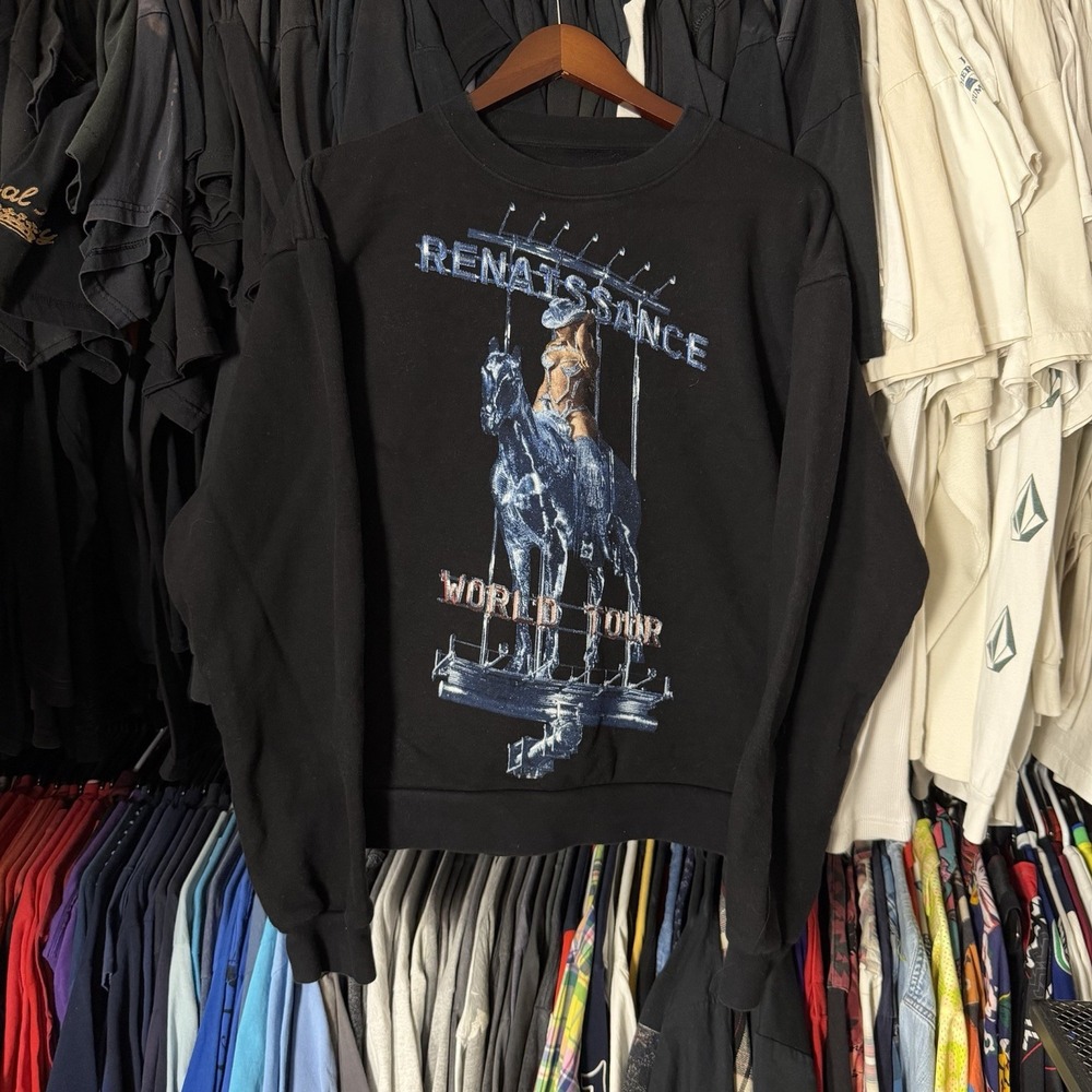 Beyonce Renaissance Tour Crewneck Sweater Women's Medium Black Boxy Merch Music